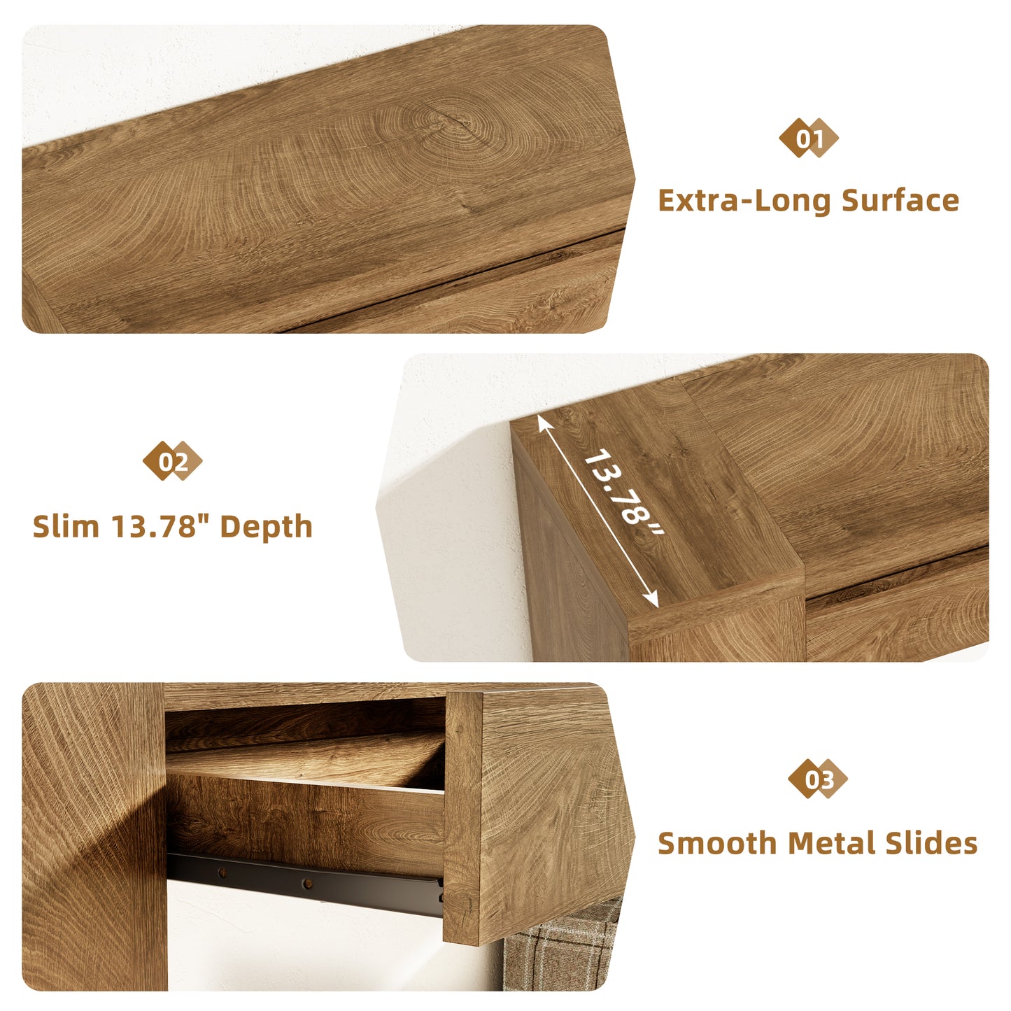 78 Inch Console Tables for Entryway with 2 Drawers Natural Oak | Farmhouse Behind Couch Table with Storage, Extra Long Entryway Table Design for Living Room, Hallway, Entrance