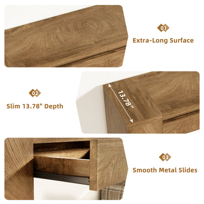 78 Inch Console Tables for Entryway with 2 Drawers Natural Oak | Farmhouse Behind Couch Table with Storage, Extra Long Entryway Table Design for Living Room, Hallway, Entrance