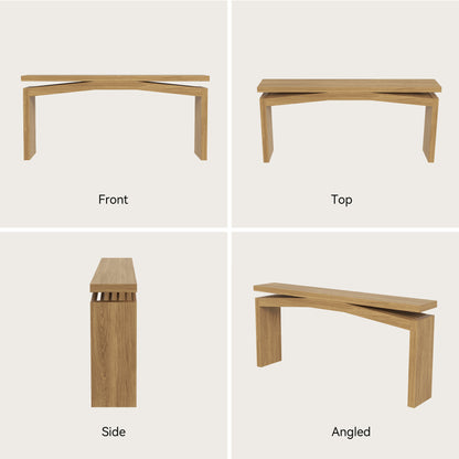 Extra Long Console Tables Narrow for Living Room, Thin Behind Couch Table for Living Room 63-Inch Rustic, Modern Teak Wood Console Table for Entrance, Entry Way, Home, Natural Teak