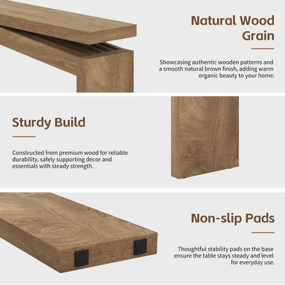 Console Table for Entryway Living Room, 63-Inch Wooden Rectangular Sofa Tables Narrow Long Behind Couch, Large Farmhouse Foyer Entrance Table for Home, Hallway, Apartment, Natural Brown