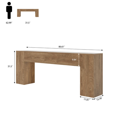 Epecoya 86-Inch Extra Long Console Table for Entryway, Wooden Behind Couch Table Narrow, Farmhouse Entrance Table for Hallway Living Room Apartment, Natural Oak Brown
