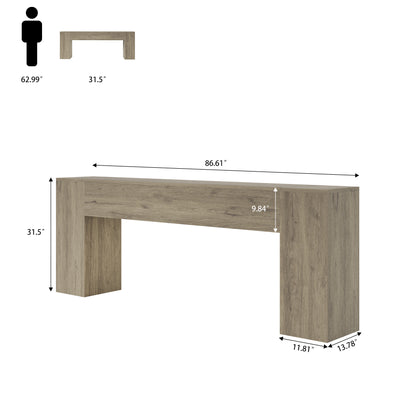 Farmhouse Sofa Table Narrow Long, Wood Console Table for Living Room, Entry Way,Extra Long Entryway Table Modern, 86-Inch Behind Couch Table, Grey ﻿