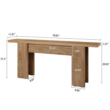 70.9-Inch Long Console Table For Entryway, Wooden Sofa Table Narrow Behind Couch Rectangular, Farmhouse Accent Foyer Entry Tables For Living Room, Entrance, Hallway, Natural Oak Brown