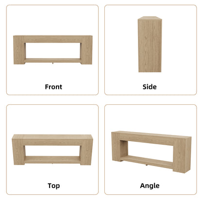 Console Table for Entry Way with Storage 86 Inch, Extra Long Sofa Table Behind Couch for Living Room, Wooden Entryway Entrance Table with 2-Tier Shelves, Light Oak
