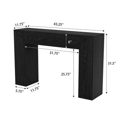 Epecoya Wood Console Table for Entryway Living Room, 43-Inch Small Sofa Table, Farmhouse Rectangular Accent Console with Wooden Double Base for Behind Couch Hallway Foyer Entrance, Black