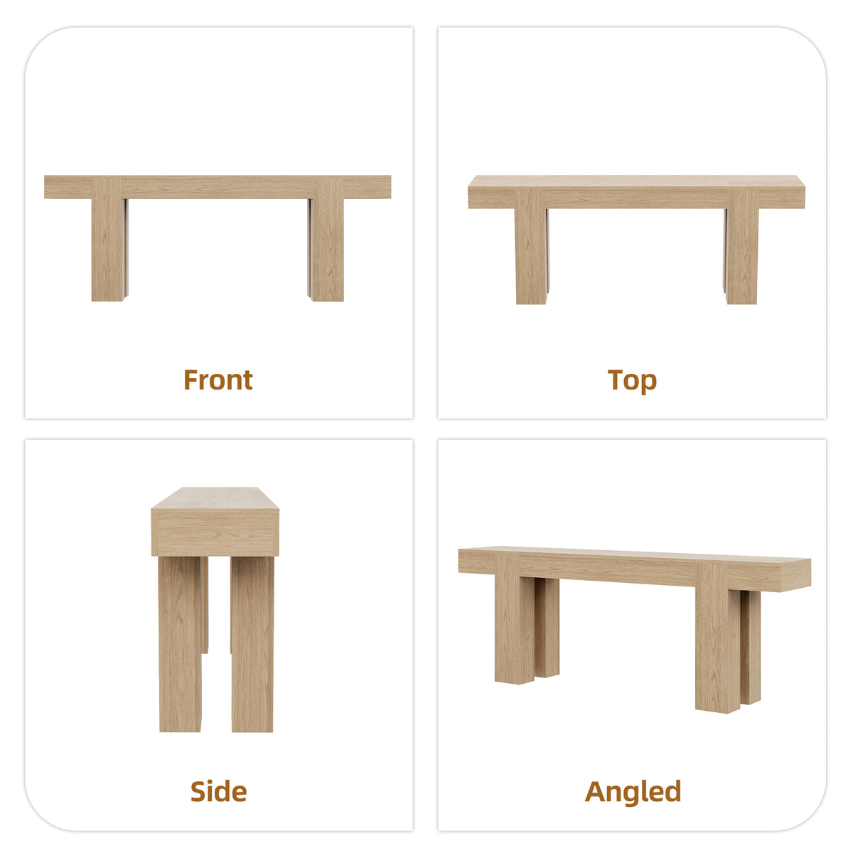 86.6 Inch Extra Console Table Light Oak | Wood Entryway Table | Farmhouse Style | Living Room, Entryway, Hallway
