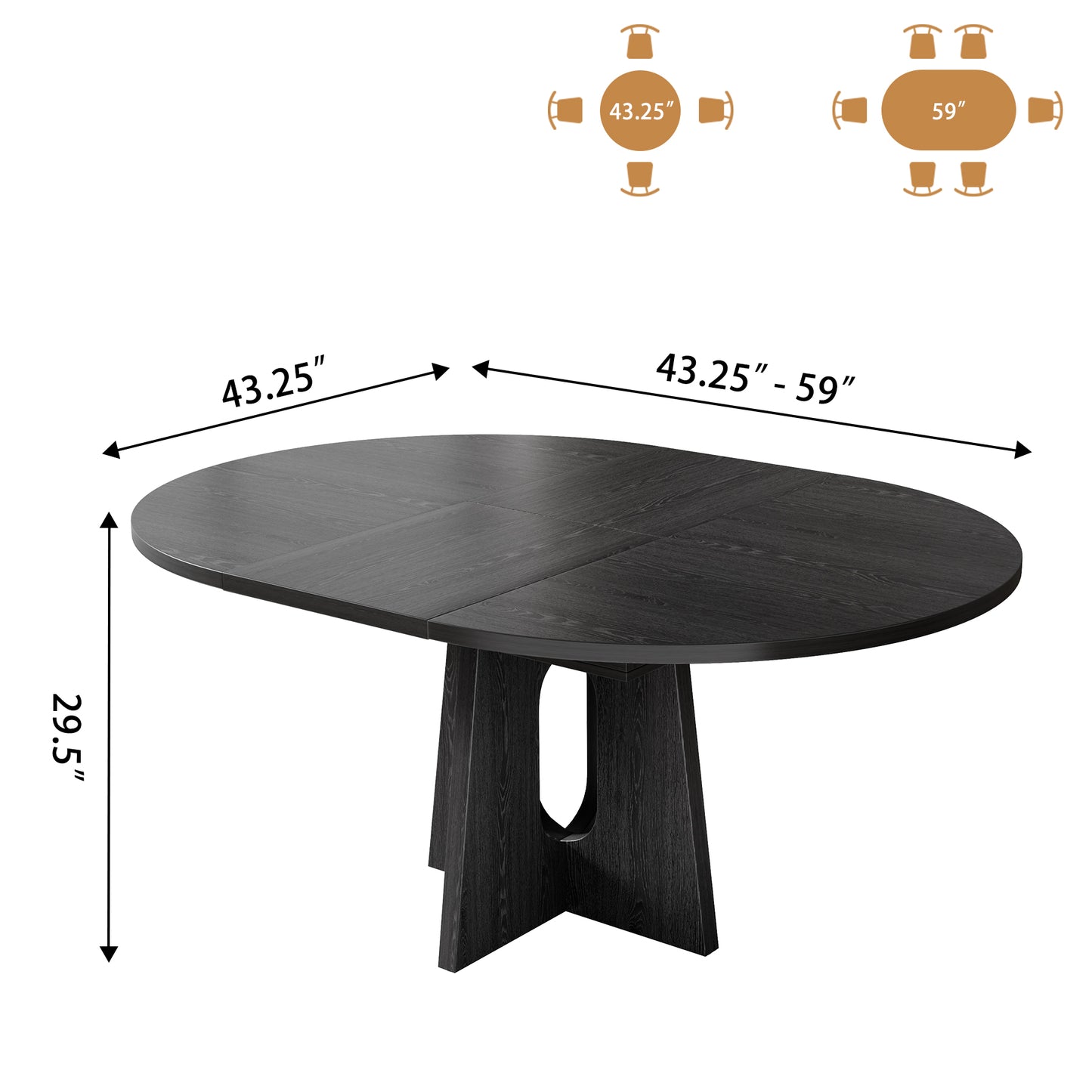 Epecoya 59-Inch Extendable Round Dining Table for Dining Room, 4-6 People Farmhouse Oval Wood Expandable Kitchen Dinner Table with Heavy Cross Pedestal for Living Room, Apartment, Light Oak