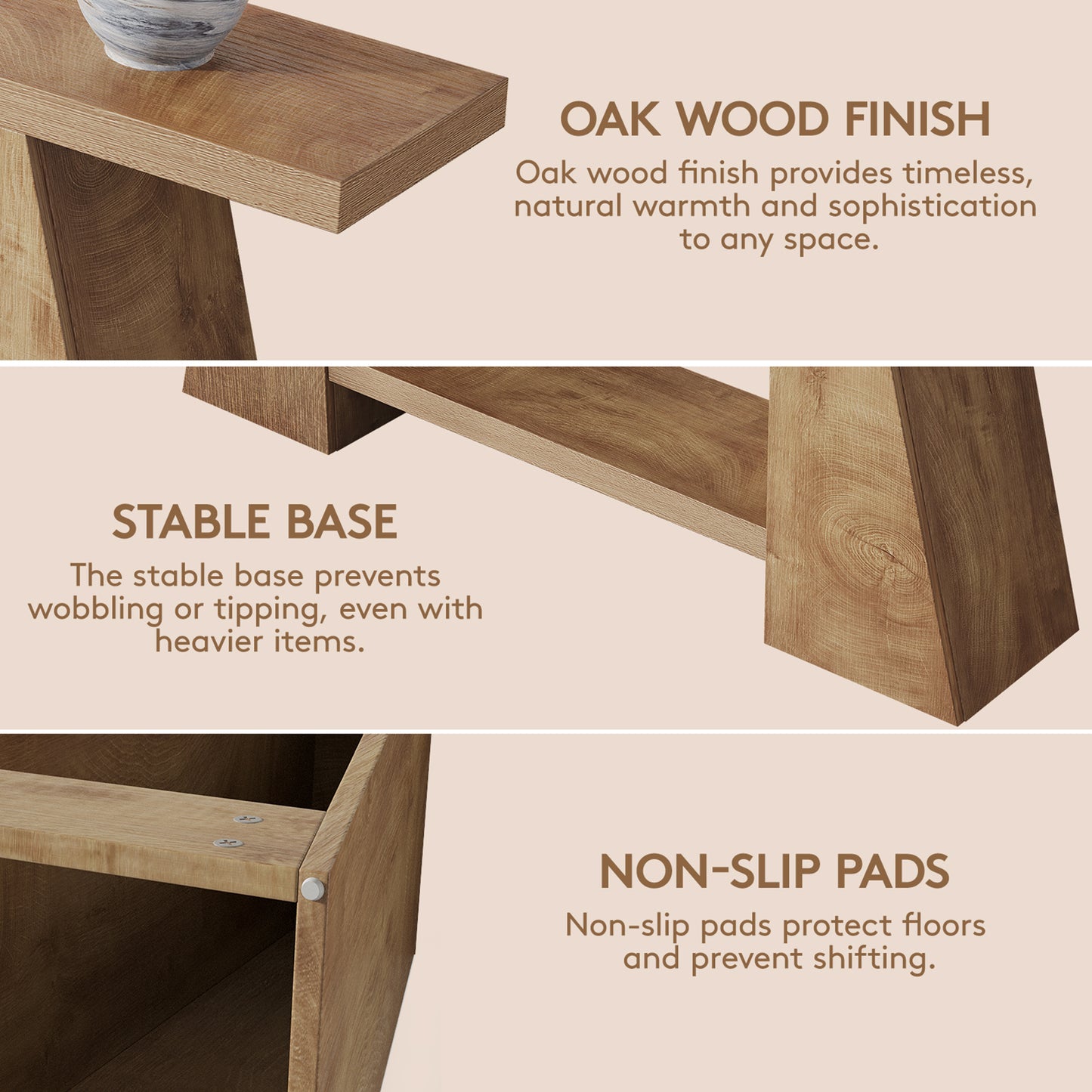 63-Inch Wood Console Table with Shelf for Living Room Entryway, 2-Tier Wooden Sofa Tables with Long Open Storage Shelf for Hallway Behind Couch, Oak Brown