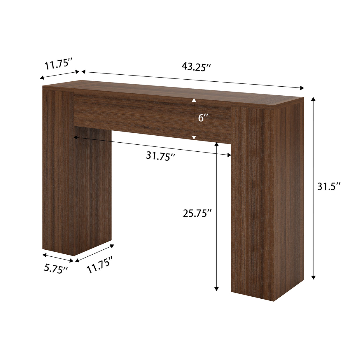 43-Inch Wood Console Table for Entryway, Walnut Console Table Behind Couch, Small Modern Entryway Table for Hallway， Farmhouse Sofa Table for Small Space Foyer Entrance