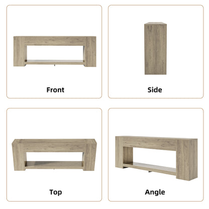 86-Inch Sofa Tables Narrow Long, 2-Tier Behind Couch Table, Grey | Modern Entryway Table with Storage Shelves, Extra Long Console Table for Living Room, Entrance, Hallway