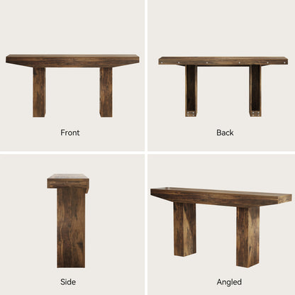 63-Inch Wood Console Table for Entryway Living Room, Long Rectangular Sofa Tables with Farmhouse Wooden Simple Base for Home Hallway Couch Foyer Entrance, Rustic Brown, Easy Assembly
