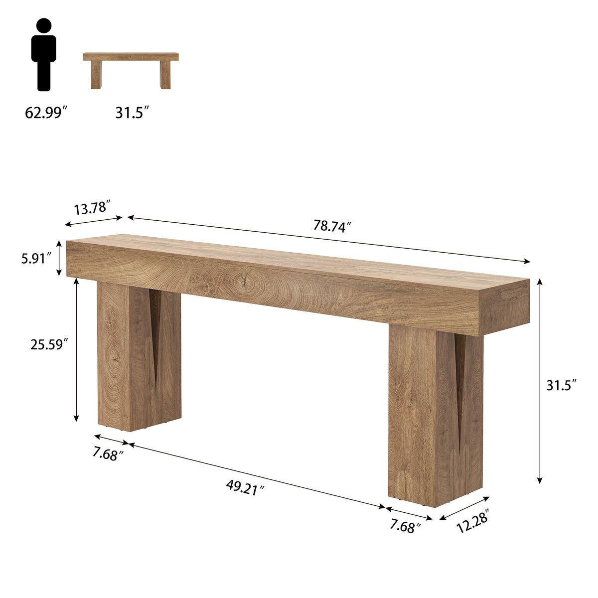 78-inch Long Console Table Behind Couch, Entryway Table Rustic Farmhouse Wood Console Tables with Storage, Extra Long Sofa Tables for Living Room, Hallway, Foyer, Natural Oak Brown