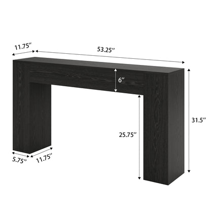 53 Inch Black Farmhouse Console Table for Entryway Hallway | Small Entryway Table, Wood Black Finish, Behind Sofa Couch, Easy Assembly, Display Decor, 12"D x 53.25"W x 31.5"H
