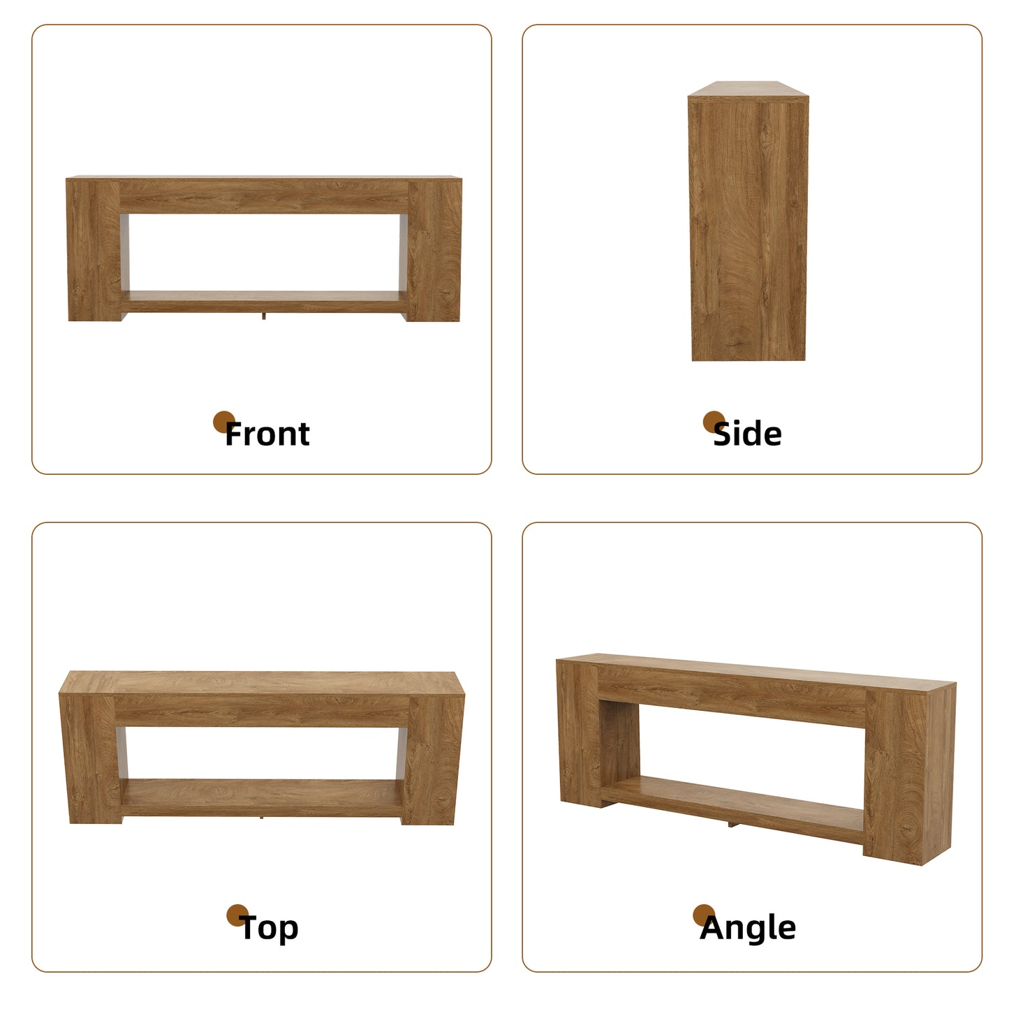 86-Inch Extra Long Console Table for Entryway, Farmhouse Sofa Table Behind Couch Wooden, 2-Tier Entry Console Tables with Storage for Entrance, Living Room, Natural Oak Brown