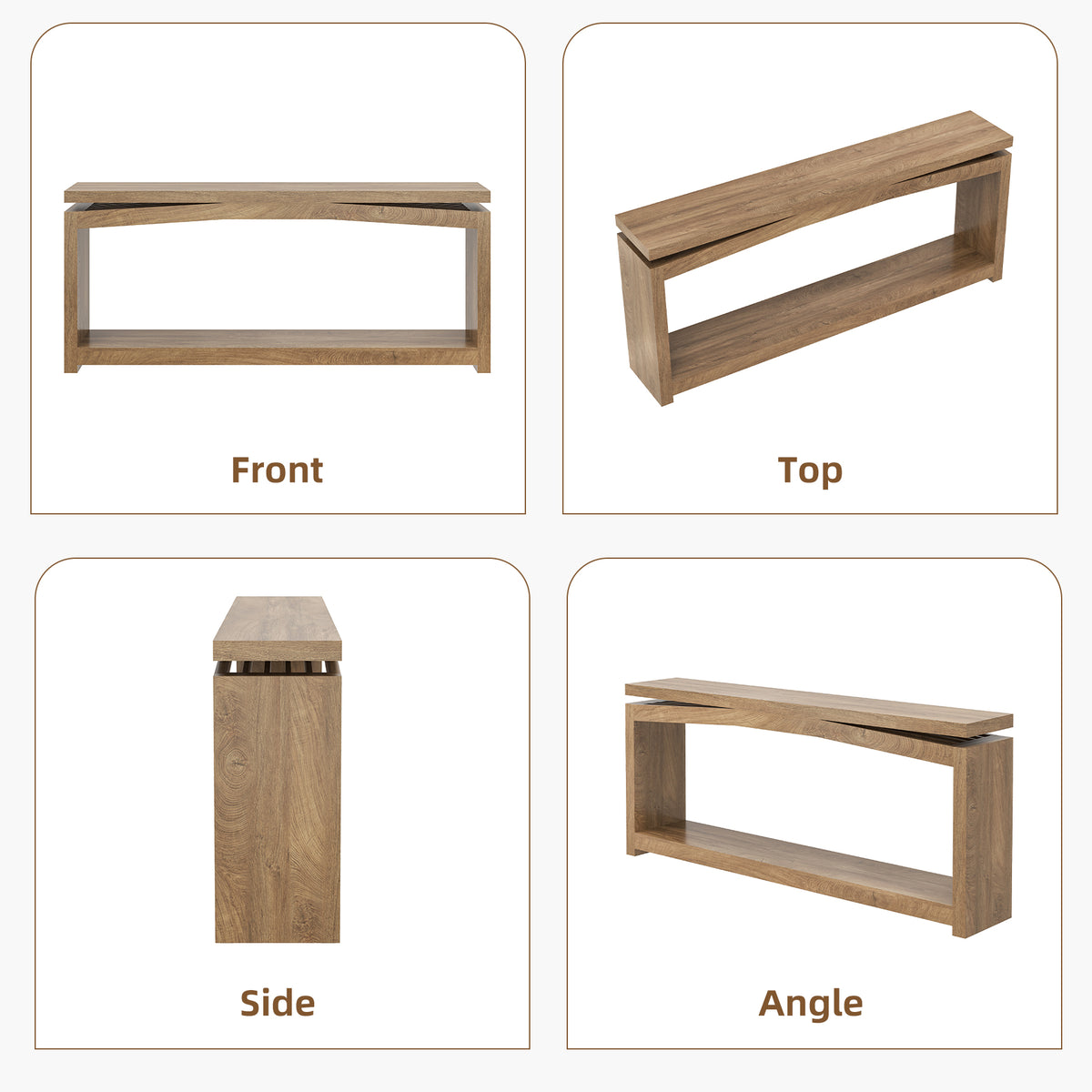 70 Inch Long Console Table for Entryway, Natural Oak Brown Farmhouse Console Table, Wood Sofa Table Behind Couch, 2 Tier Entrance Table with Storage Shelf for Hallway Living Room