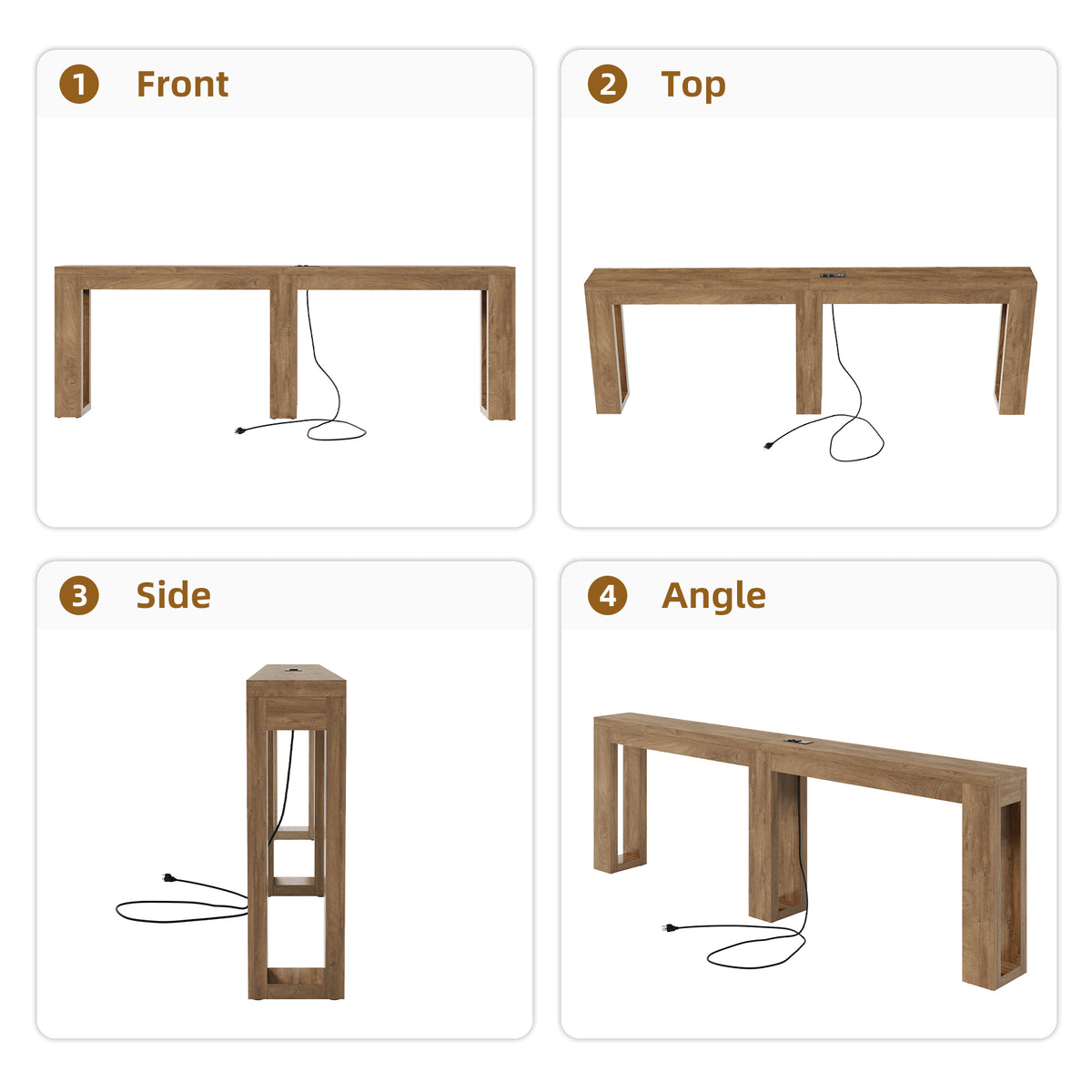 94.5'' Extra Long Console Table, Narrow Sofa Behind Couch Table with Outlet Skinny Entryway Table with USB Charging, Farmhouse Wood Foyer Table for Hallway, Living Room, Natural Oak