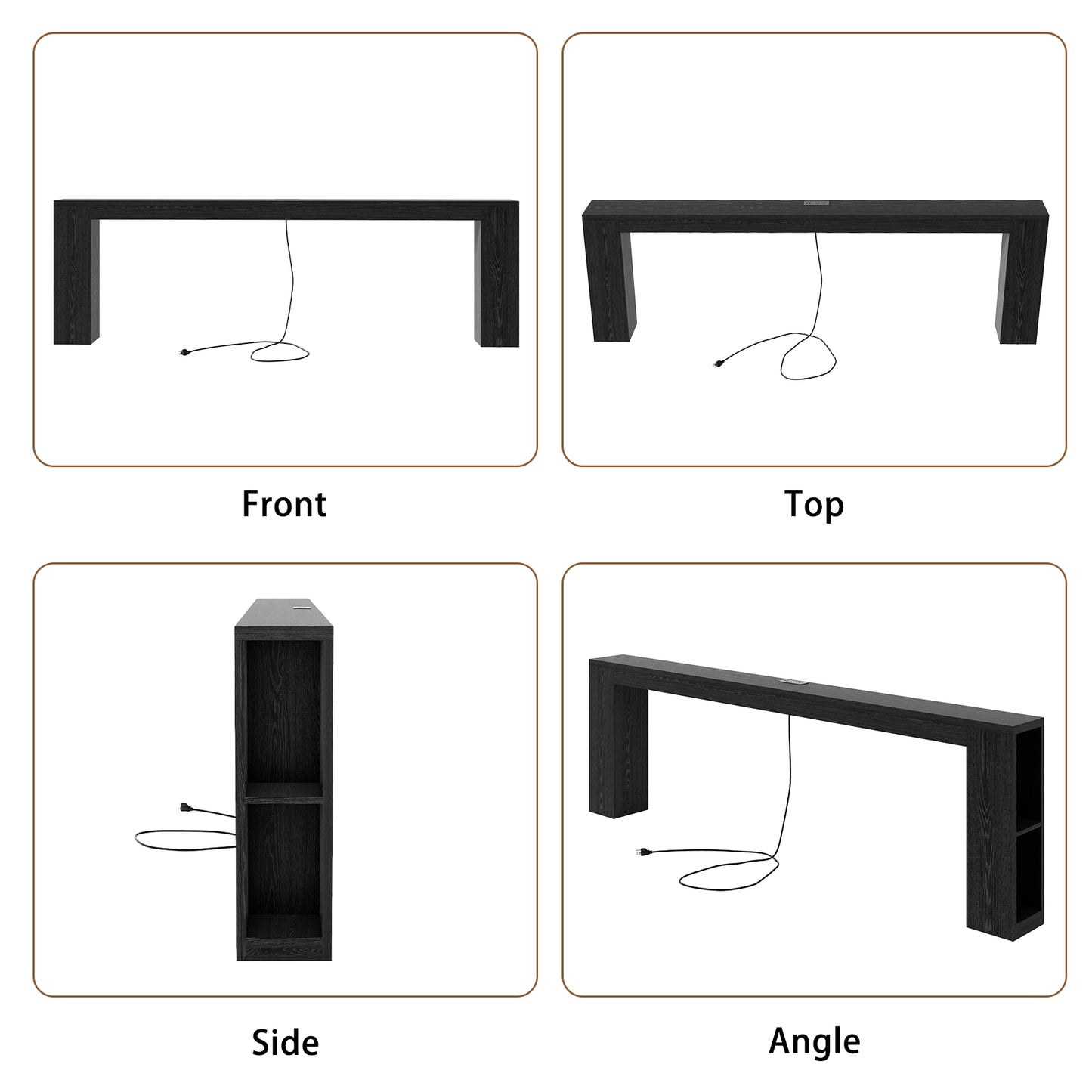 94.5" Narrow Console Table with USB Charging & Storage, Black | 94.5"Extra Long Slim, Behind Sofa Couch Table with Outlet, Black Wood Finish, for Entryway,Hallway, Easy Assembly