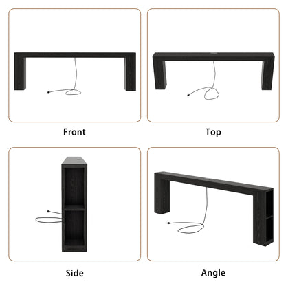 94.5" Narrow Console Table with USB Charging & Storage, Black | 94.5"Extra Long Slim, Behind Sofa Couch Table with Outlet, Black Wood Finish, for Entryway,Hallway, Easy Assembly