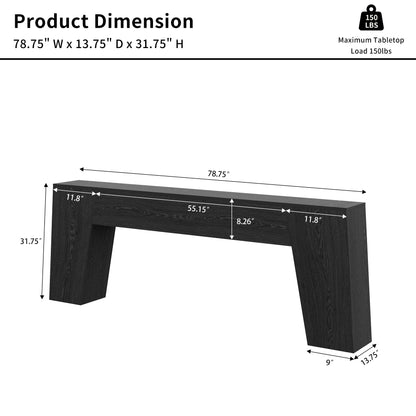 Extra Long 78-Inch Black Console Table for Entryway, Modern Narrow Sofa Table Behind Couch, Sturdy Wood Accent Entrance Table for Living Room Hallway