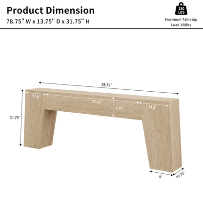 78-Inch Console Table for Entryway, Extra Long Farmhouse Sofa Table Behind Couch, Natural Wood Accent Entrance Table for Living Room Hallway, Light Oak Brown