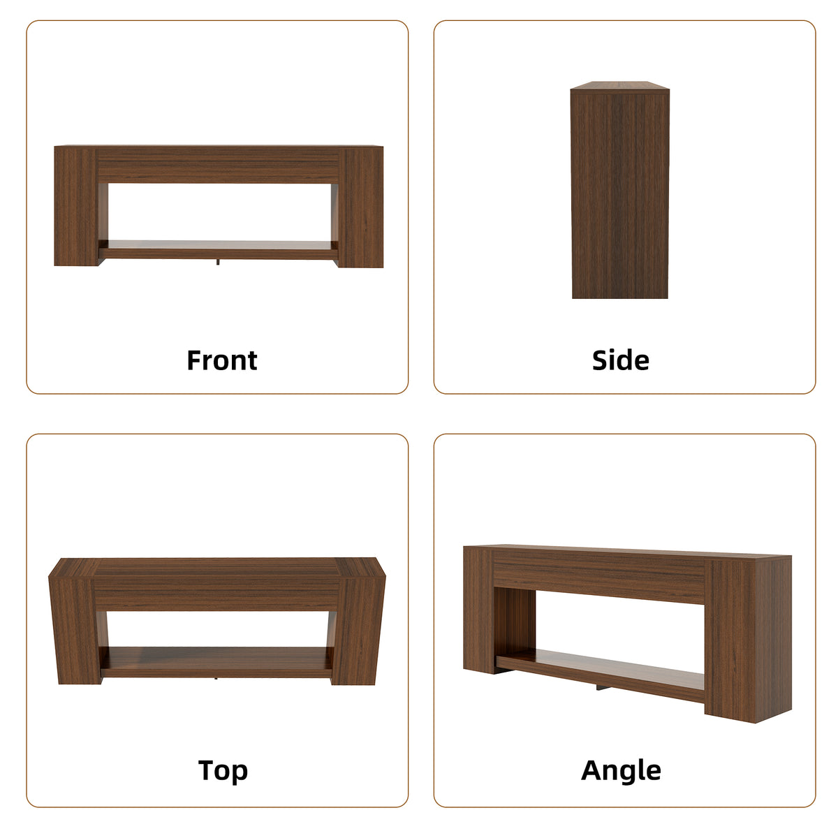 Extra Long Console Table with Open Shelf 86-Inch, Walnut Brown | 2-Tier Sofa Table Behind Couch with Storage, Mid Century Console Table for Entryway, Entrance, Living Room