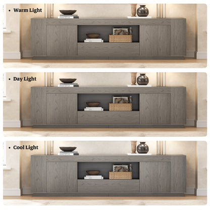 Grey TV Stands with Storage Cabinets, Wooden Media Console 78.7-Inch Long Entertainment Center, Farmhouse TV Consoles for Living Room, Apartment, Grey