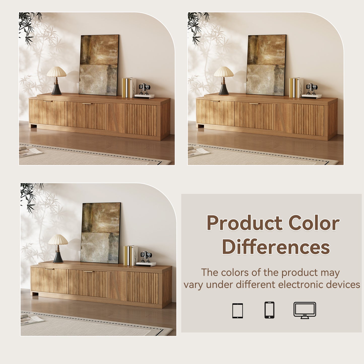 Extendable TV Stand with Storage Cabinet for Living Room, 98.5-Inch Extra Long TVs Media Console Wood Fluted Television Stands with Adjustable Shelf and Drawers for Bedroom, Rustic Brown (63"W-98.5"W)