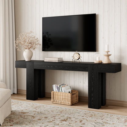 86.6 Inch Extra Console Table Black | Wood Entryway Table | Farmhouse Style | Living Room, Entryway, Hallway