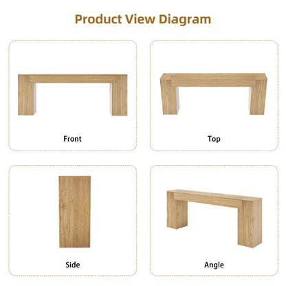 Extra Long Console Table 82 Inch, Wooden Sofa Table, Entryway Table | Wavy Textured Design | Light Oak Brown | Farmhouse Natural Wood Finish | Behind Couch | Living Room, Entrance, Hallway