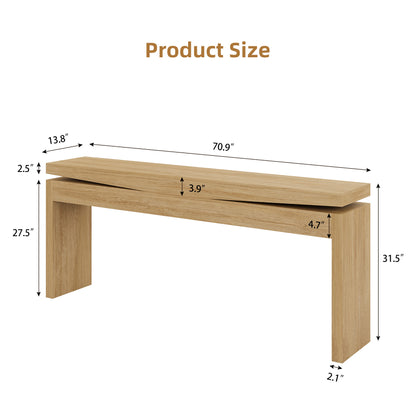 70.9-inch Long Console Table Behind Couch, Sofa Tables Narrow Long Farmhouse Wood Console Tables with Storage, Entryway Tables for Living Room, Hallway, Foyer, Light Oak