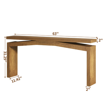 63-Inch Wood Console Table for Entryway Living Room, Long Rectangular Sofa Tables with Natural Wooden Base for Home Hallway Couch Foyer Entrance, Light Brown Oak